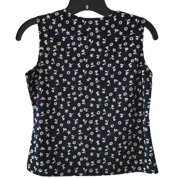 Petite Sophisticate Floral Scoop Neck Shell/Tank Top | NWOT | XSP | Navy Pink WH - Picture 2 of 11